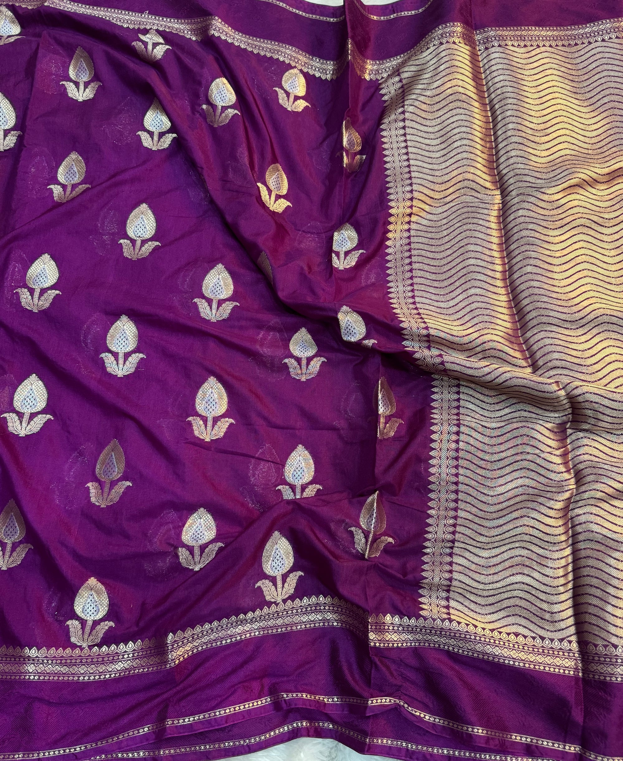 PREMIUM PURPLE CHINIYA SILK SAREE