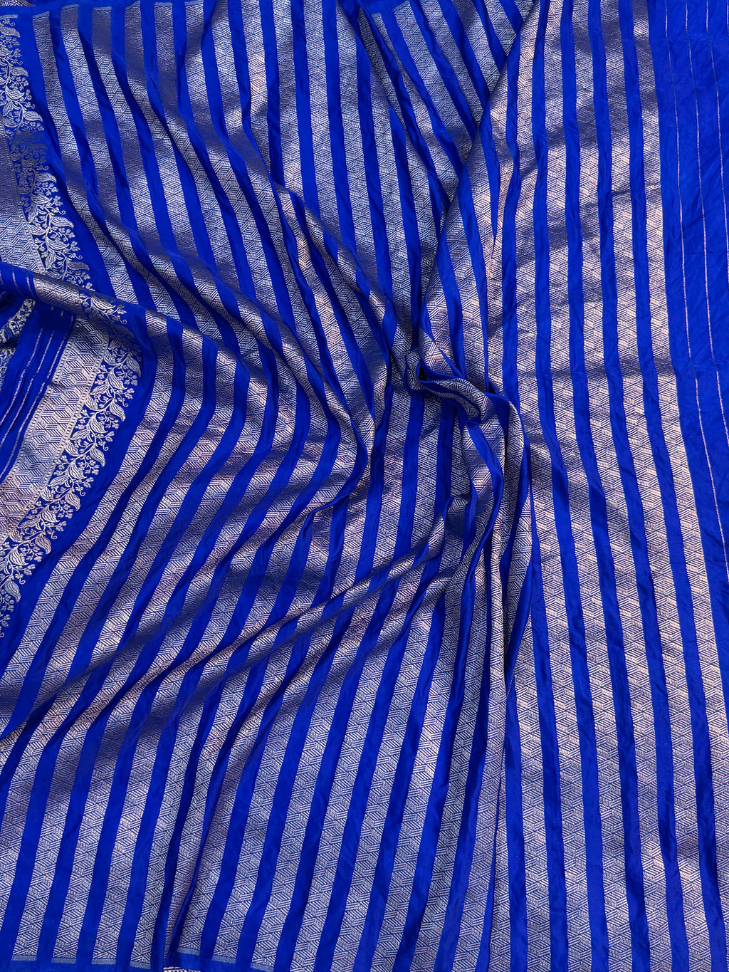PREMIUM ROYAL BLUE SHADE SATIN MASHRU KATAN SILK SAREE