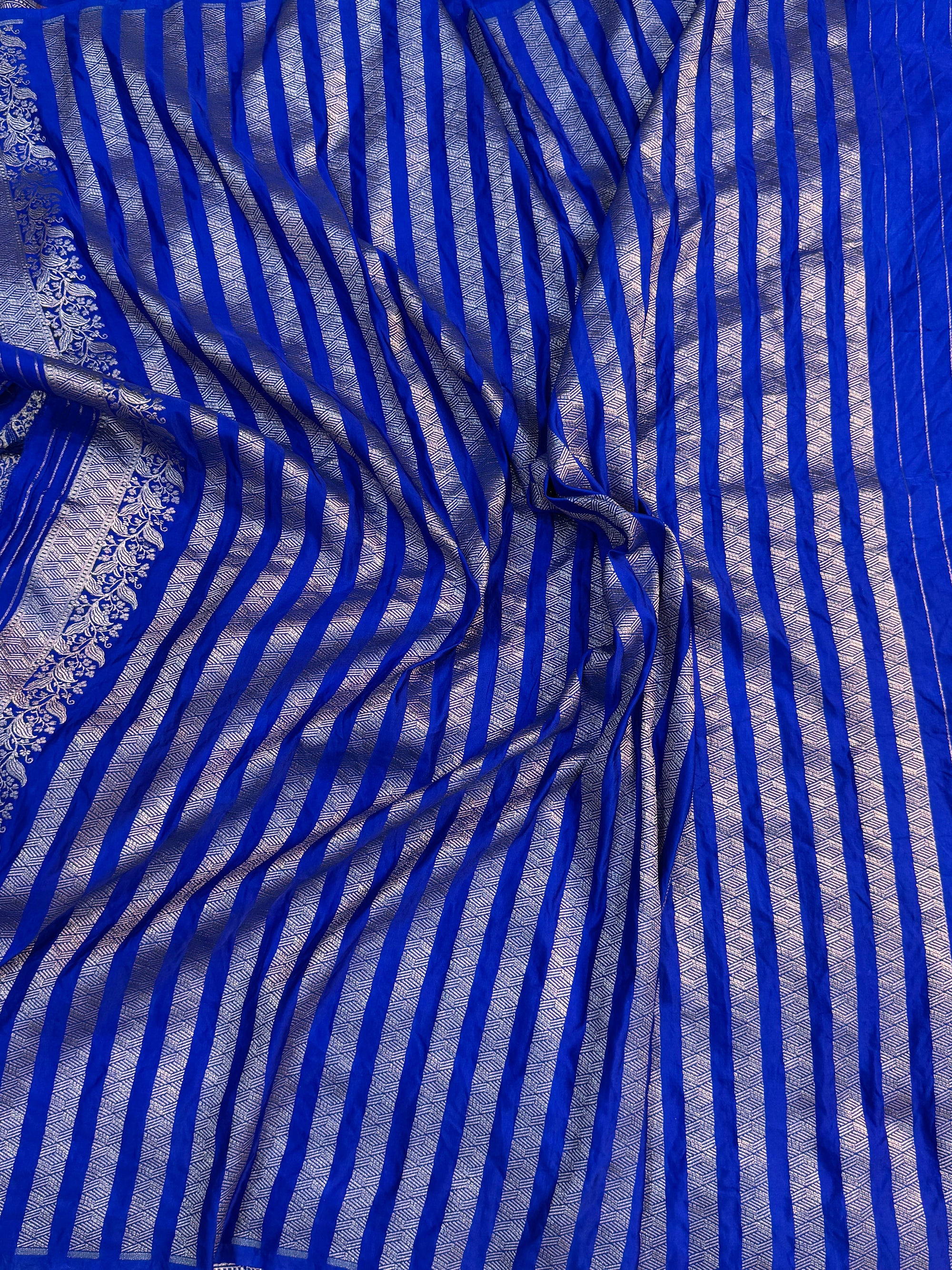PREMIUM ROYAL BLUE SHADE SATIN MASHRU KATAN SILK SAREE