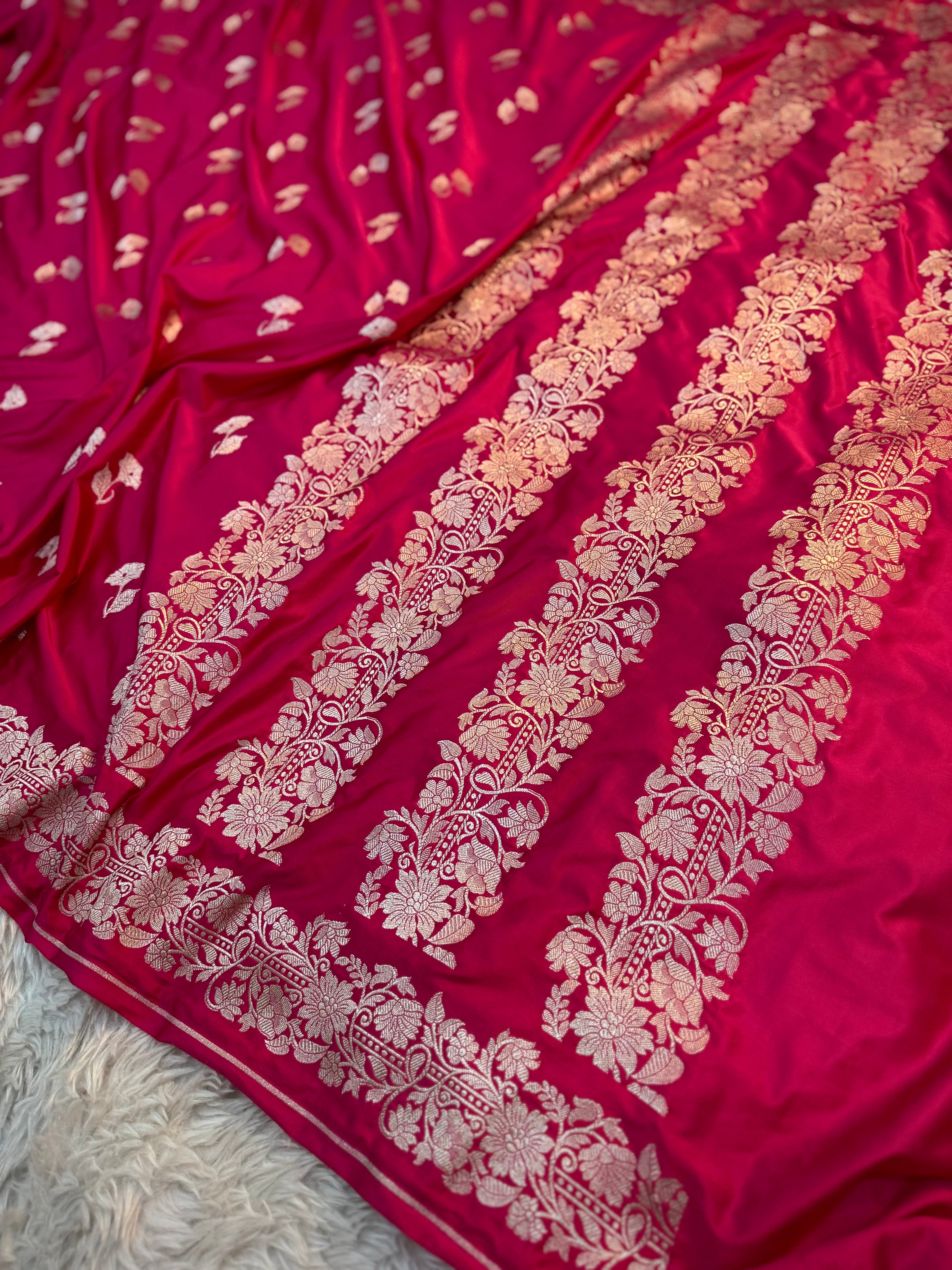 PREMIUM RANI SHADE SATIN MASHRU KATAN SILK SAREE