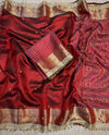 PREMIUM MAROON SHADE GHUNGROO WORK BANARASI TISSUE SILK DESIGNER SAREE