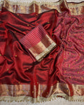PREMIUM MAROON SHADE GHUNGROO WORK BANARASI TISSUE SILK DESIGNER SAREE