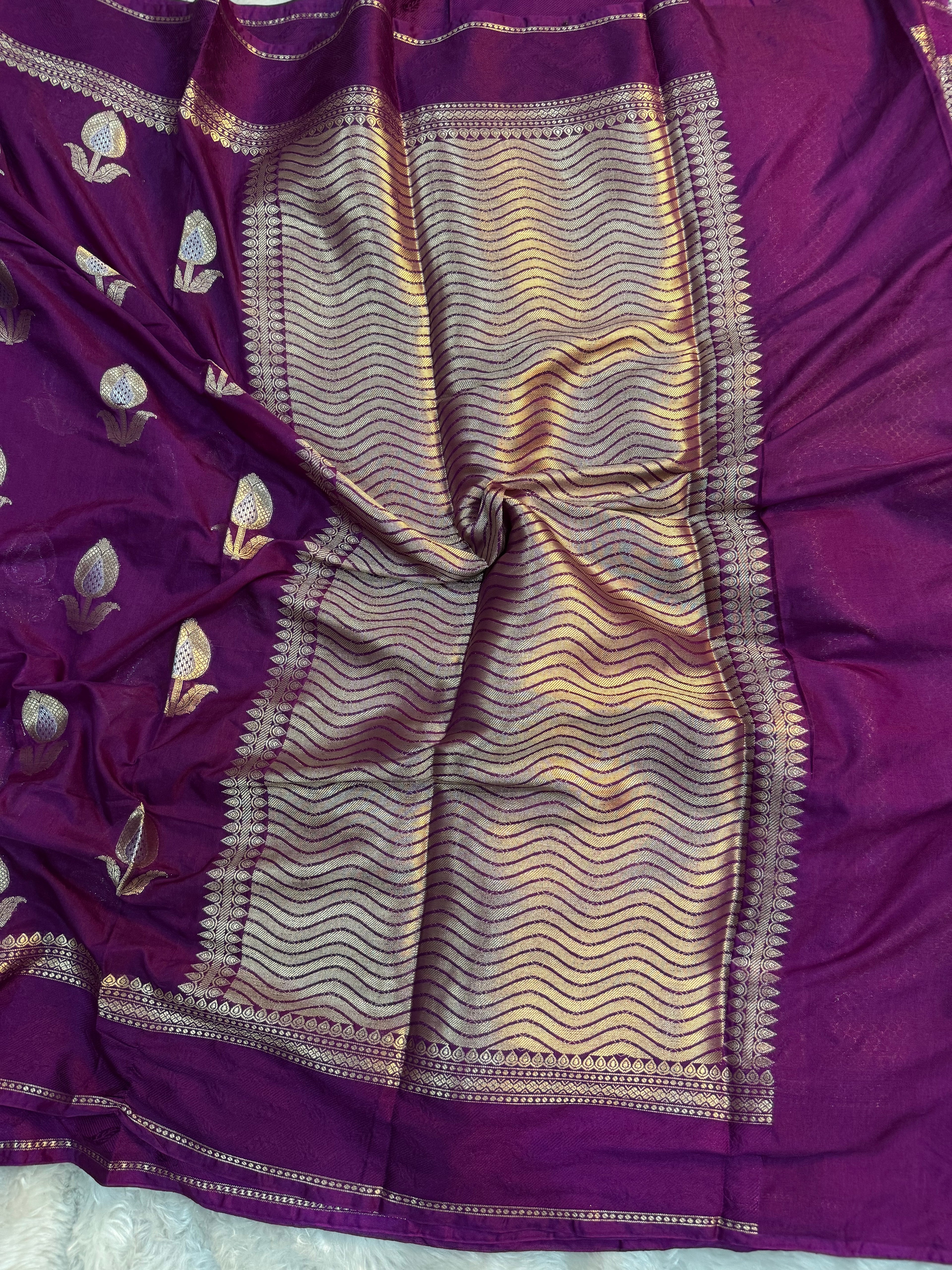 PREMIUM PURPLE CHINIYA SILK SAREE