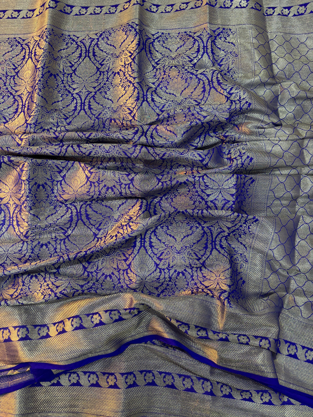 JANHVI KAPOOR INSPIRED ROYAL BLUE SEMI KATAN SILK SAREE