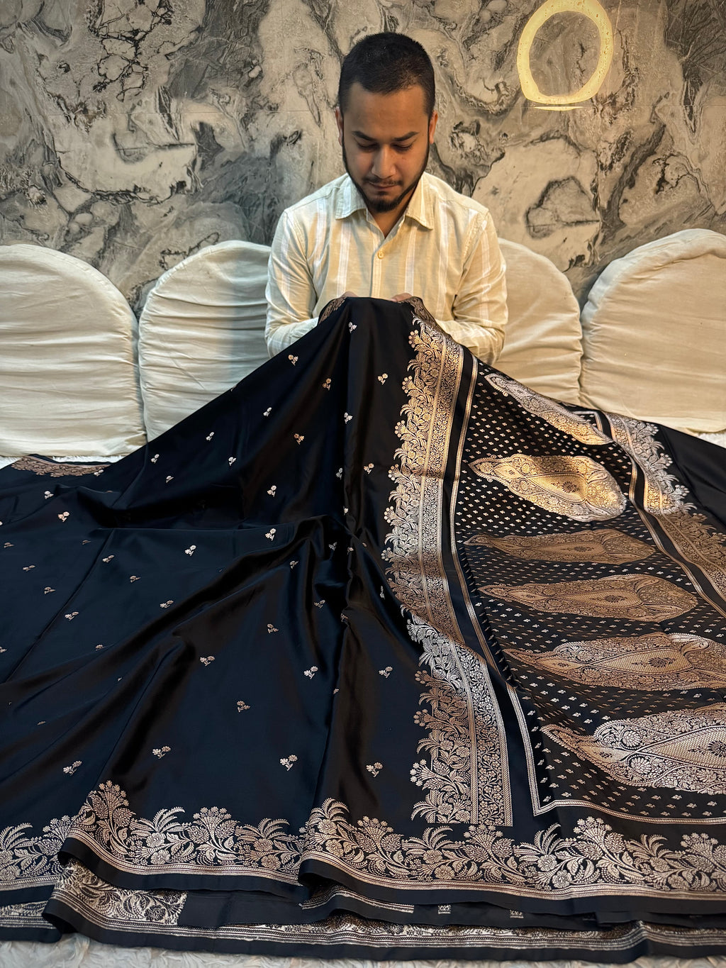 PREMIUM BLACK SHADE MASHRU KATAN SILK SAREE