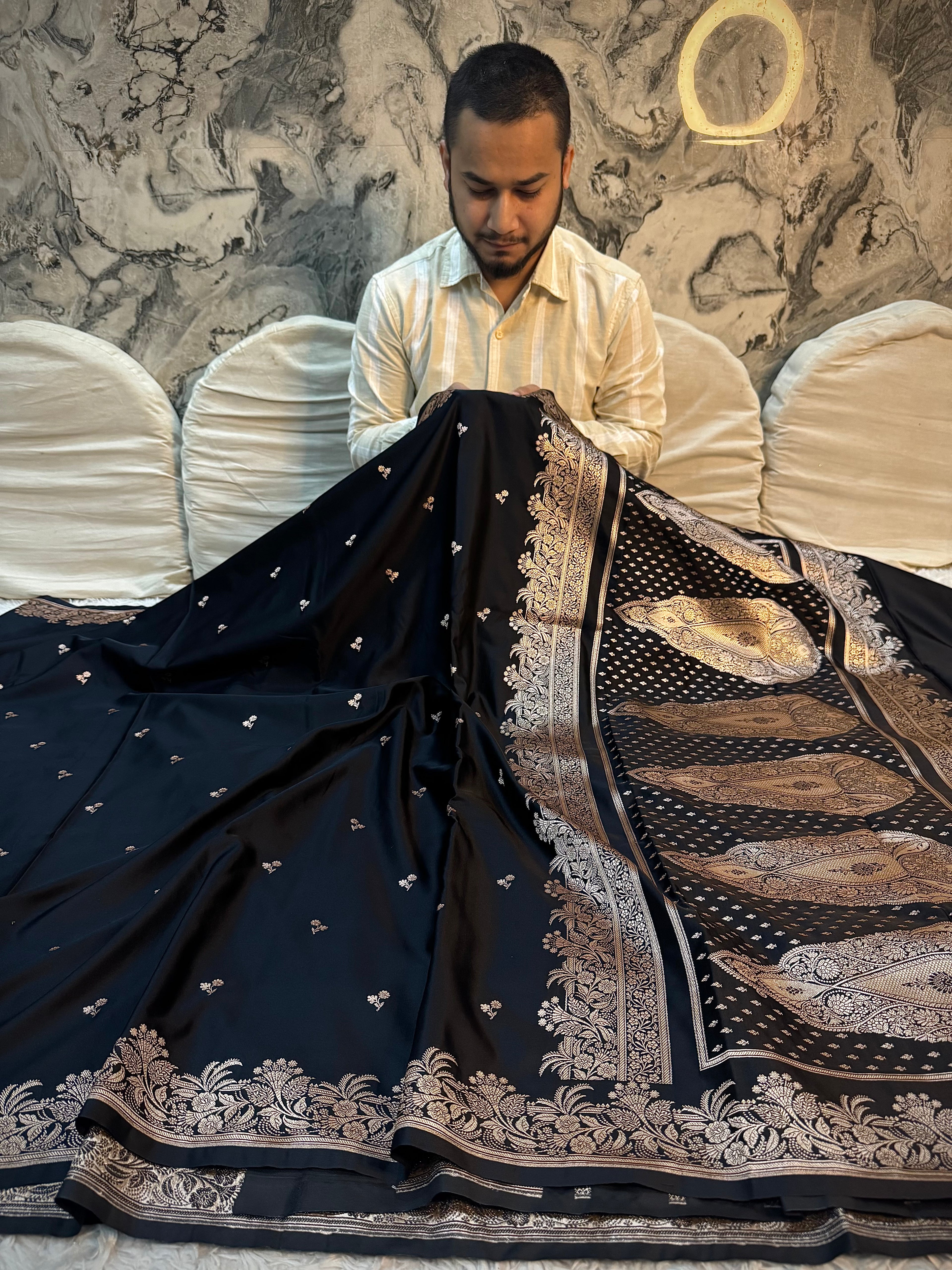 PREMIUM BLACK SHADE MASHRU KATAN SILK SAREE