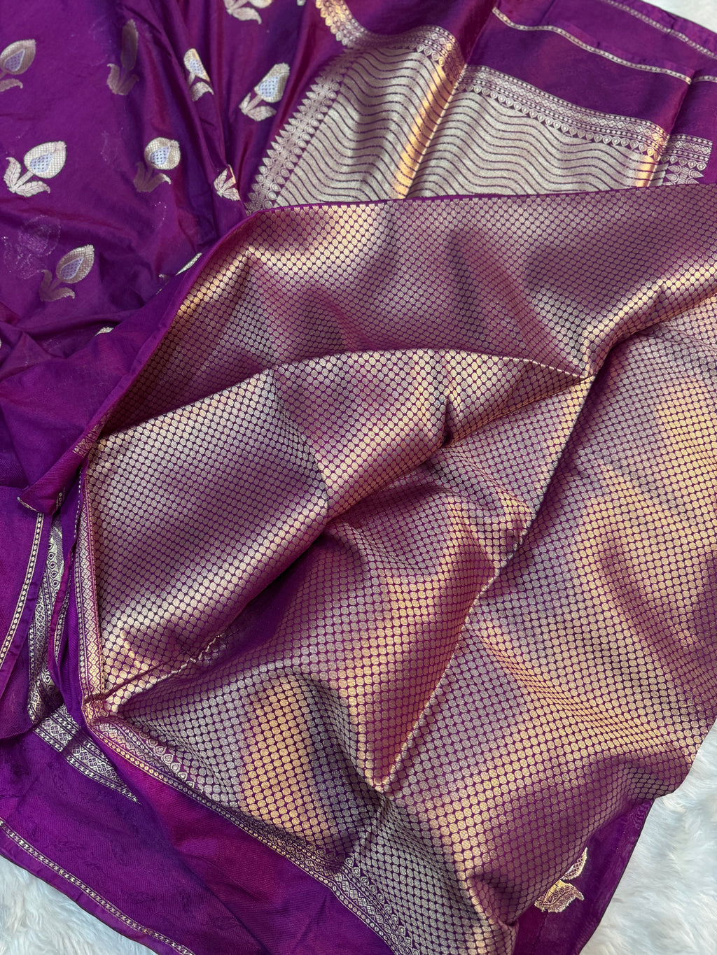 PREMIUM PURPLE CHINIYA SILK SAREE