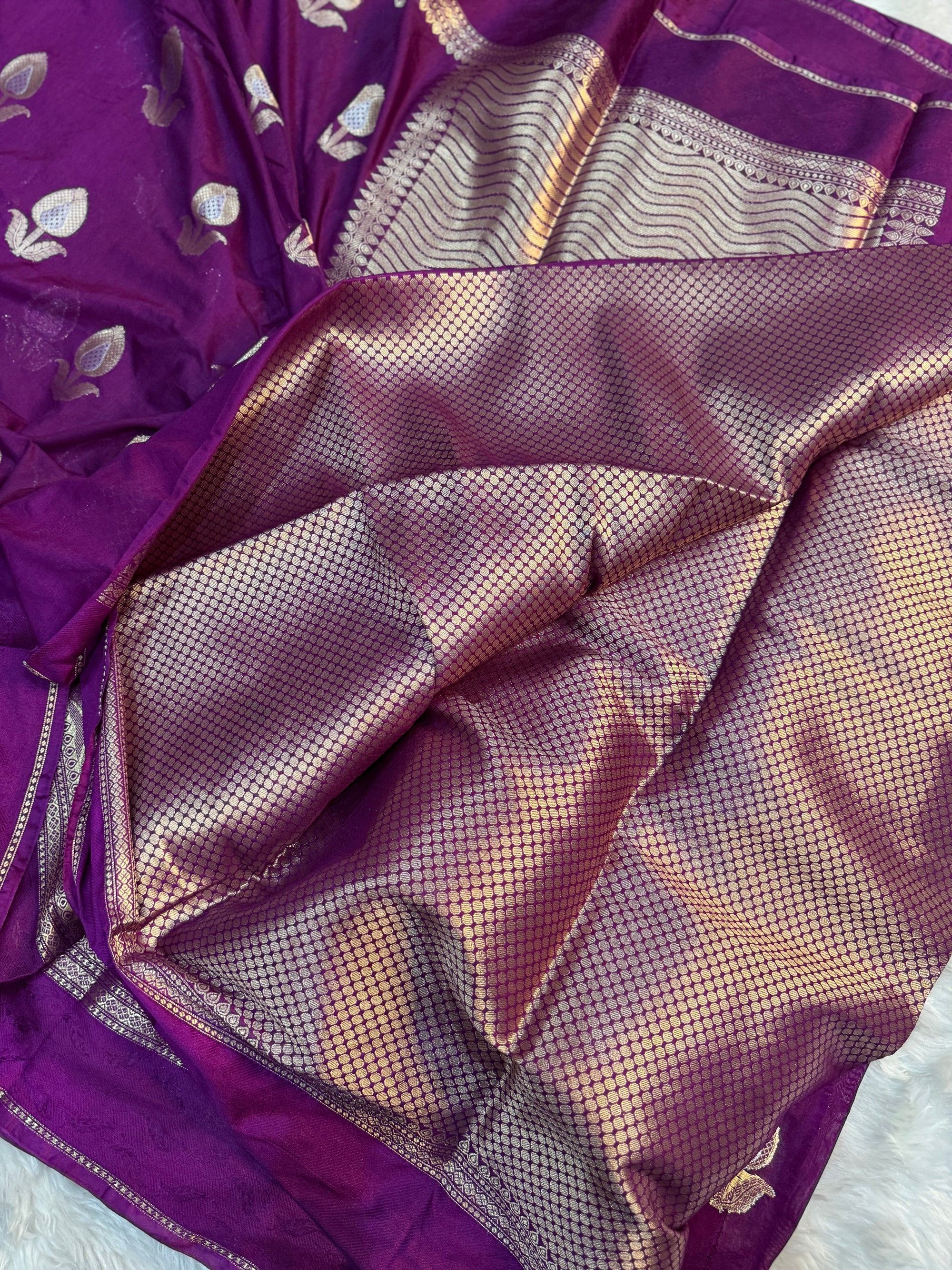 PREMIUM PURPLE CHINIYA SILK SAREE