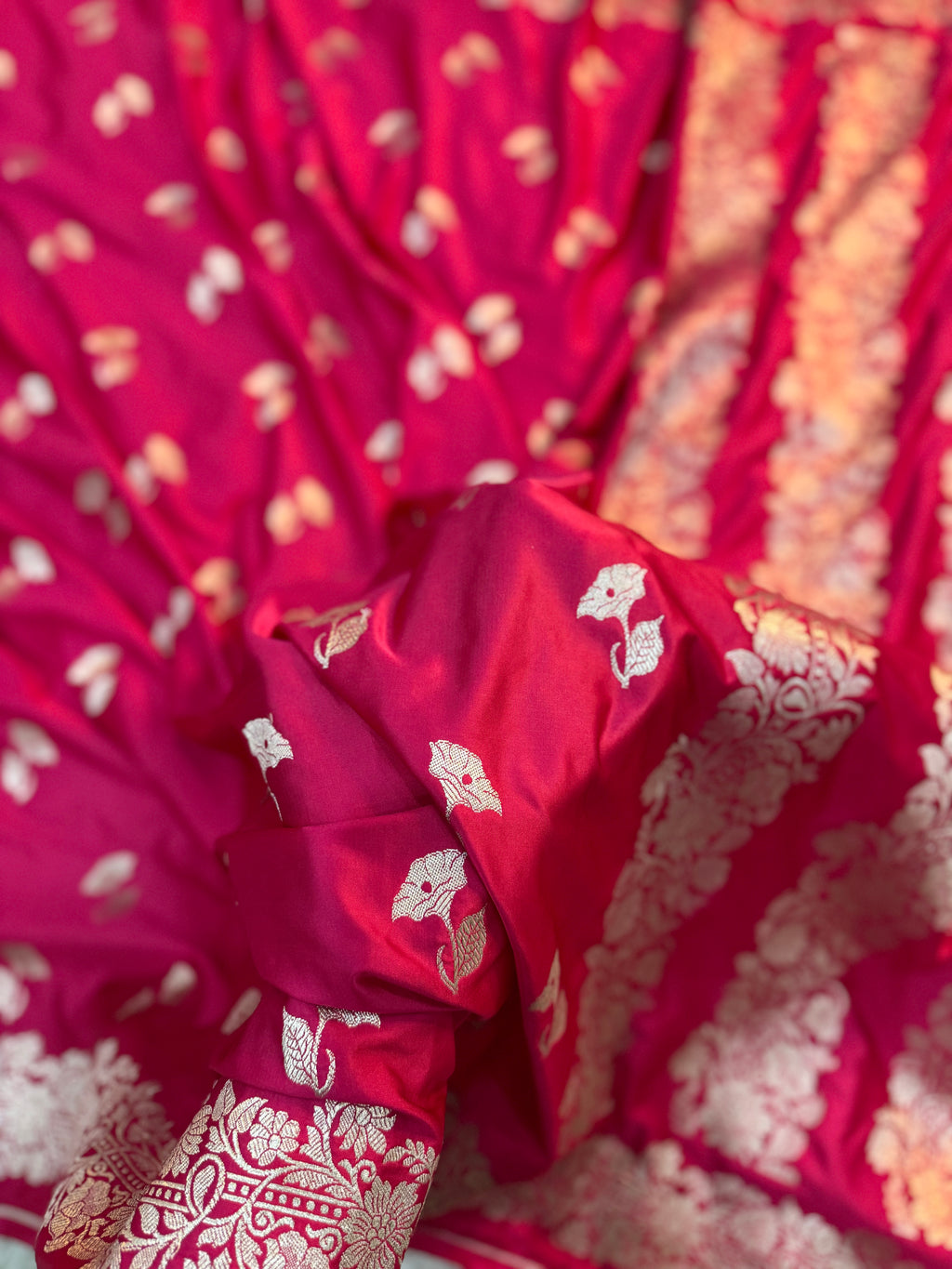PREMIUM RANI SHADE SATIN MASHRU KATAN SILK SAREE