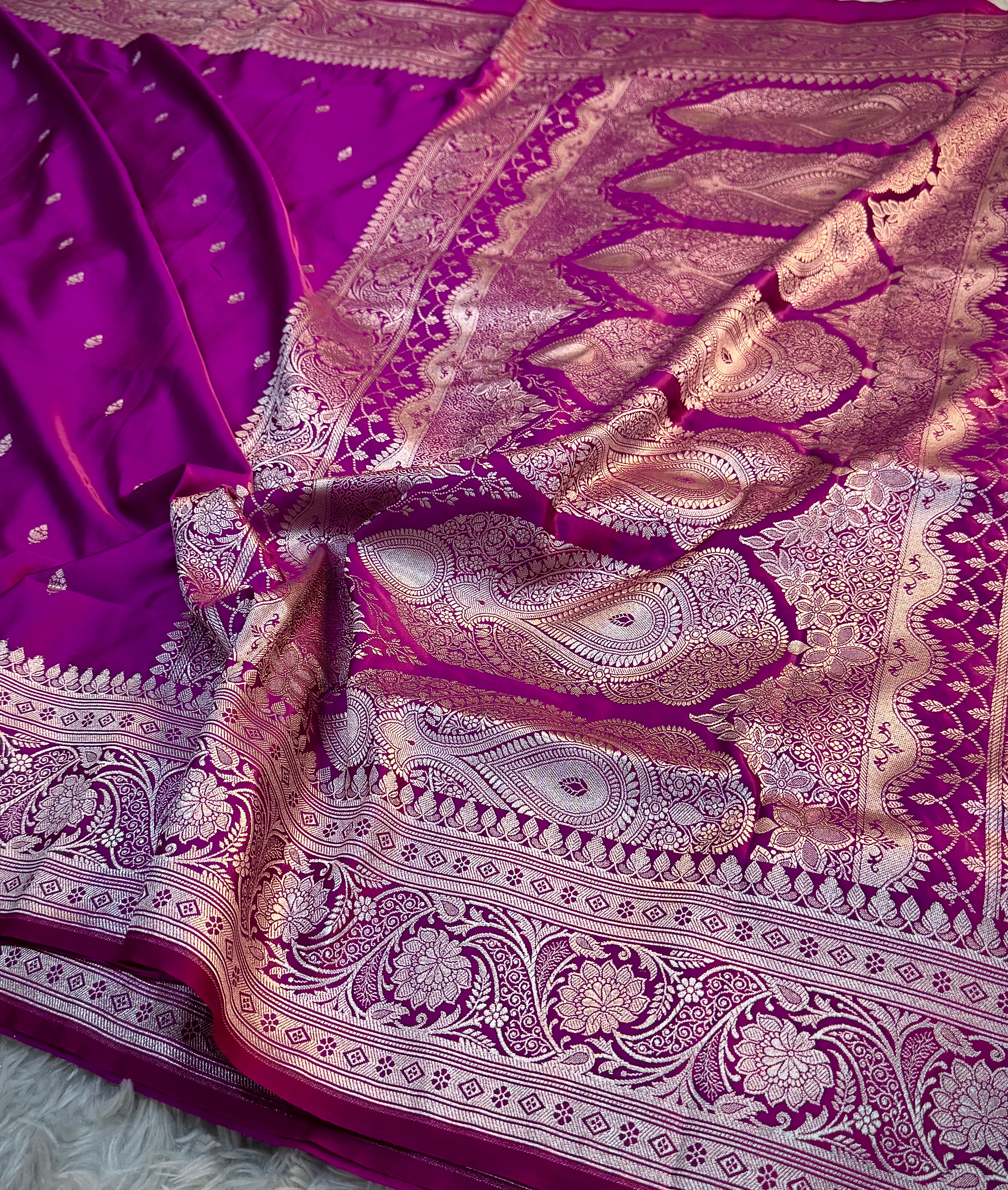 PREMIUM PURPLE SHADE SATIN MASHRU KATAN SILK SAREE
