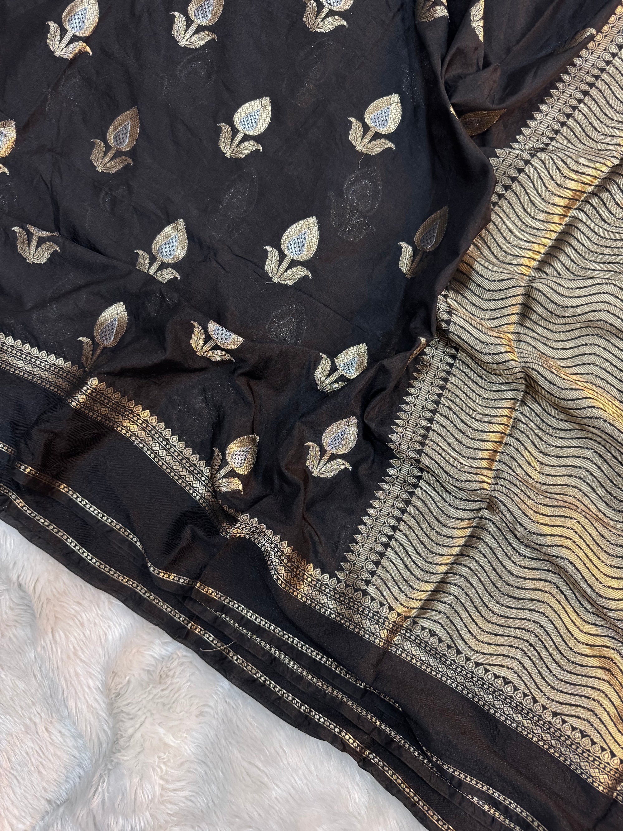 PREMIUM BLACK CHINIYA SILK SAREE