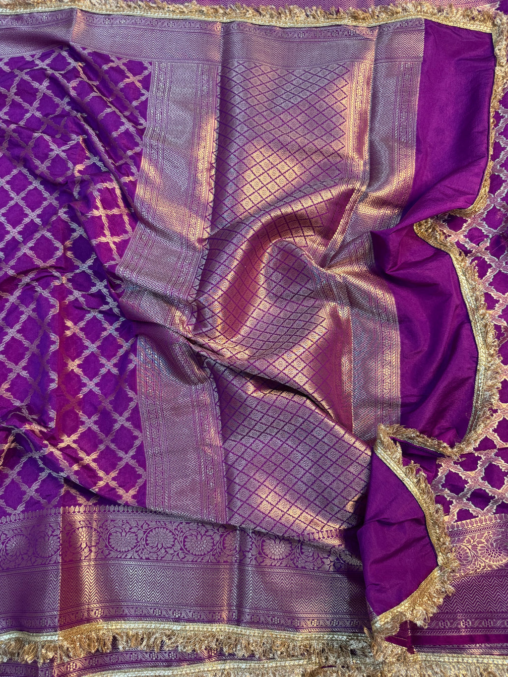 LUXURIOS PURPLE SHADE GEORGETTE KATAN DESIGNER SAREE