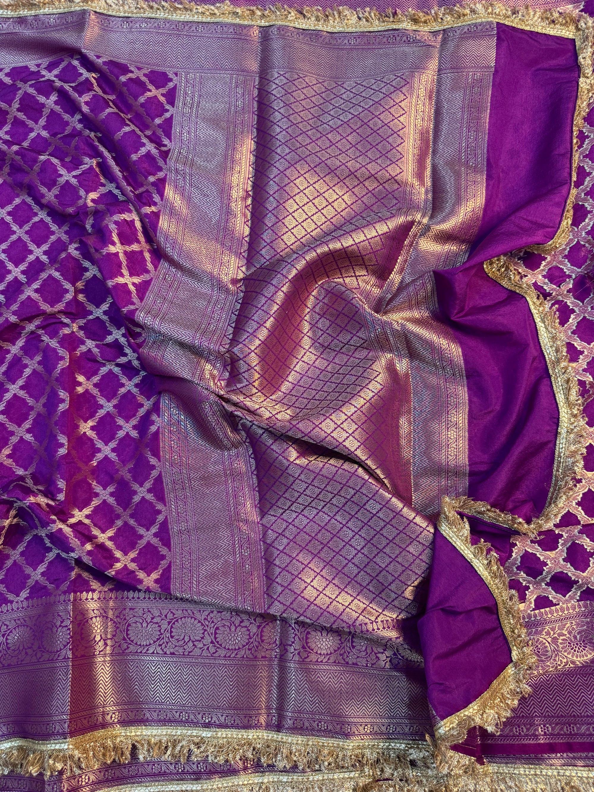 LUXURIOS PURPLE SHADE GEORGETTE KATAN DESIGNER SAREE