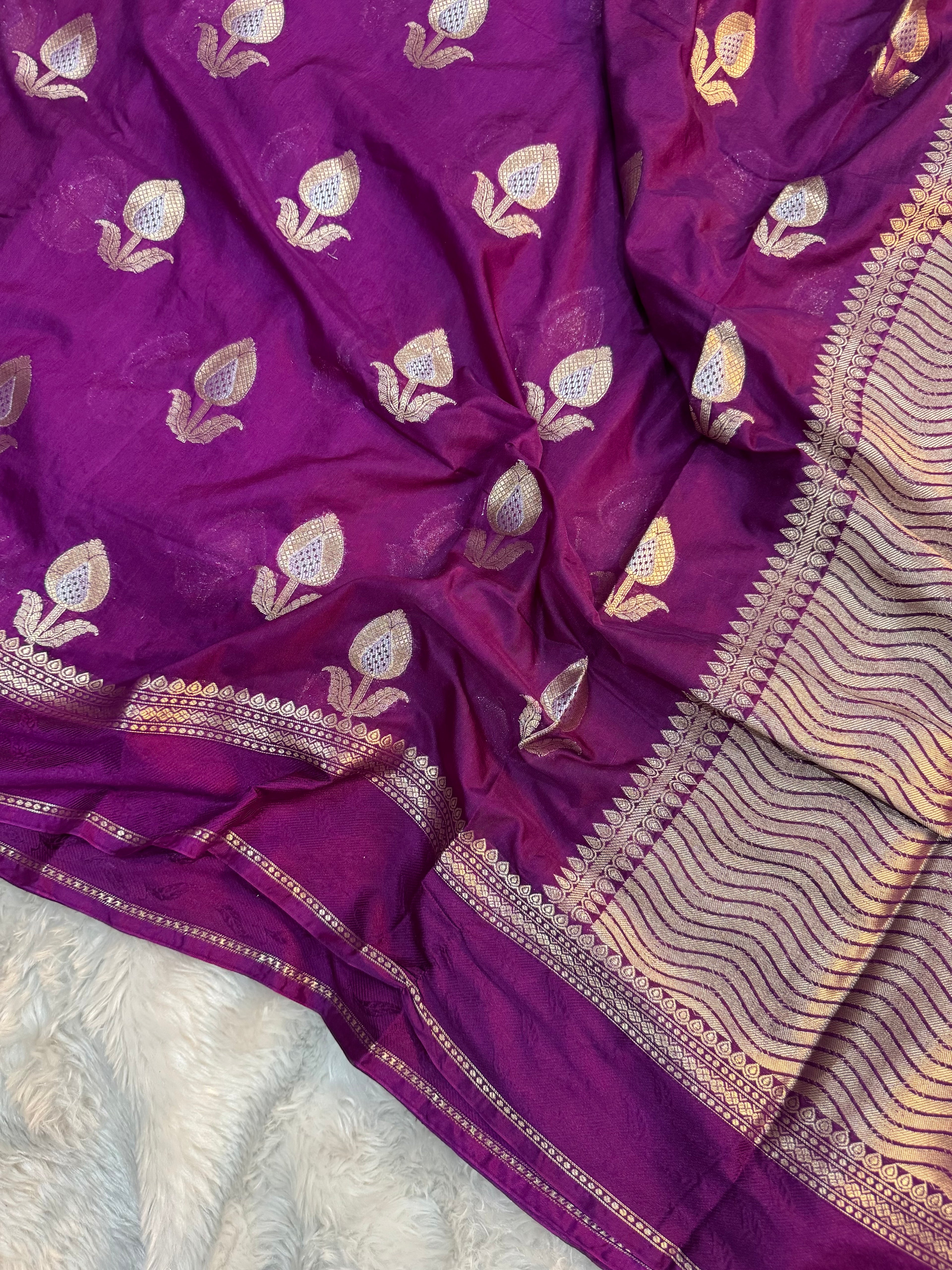 PREMIUM PURPLE CHINIYA SILK SAREE