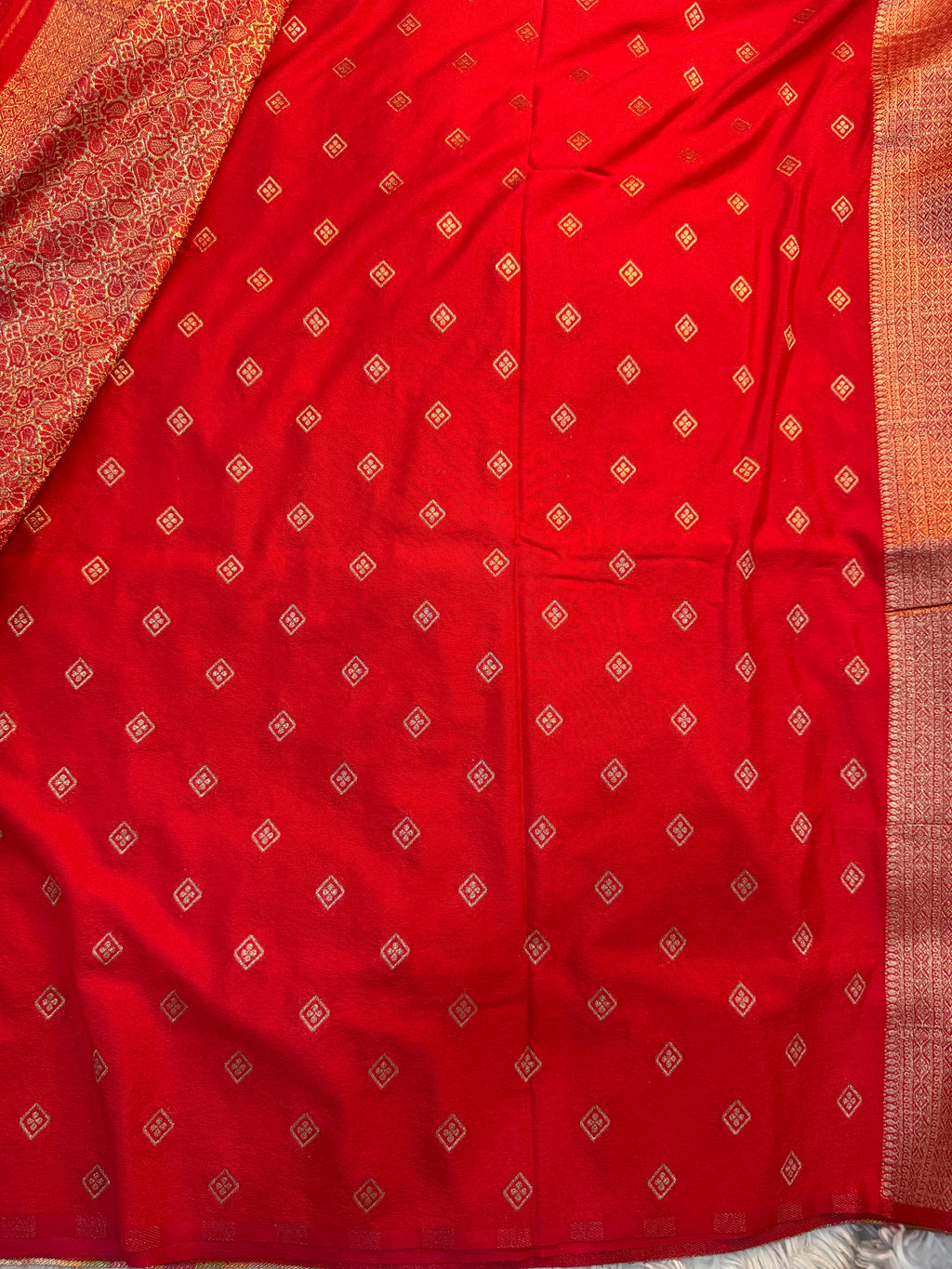 RED SHADE CHINON GEORGETTE SILK MEENAKARI SAREE