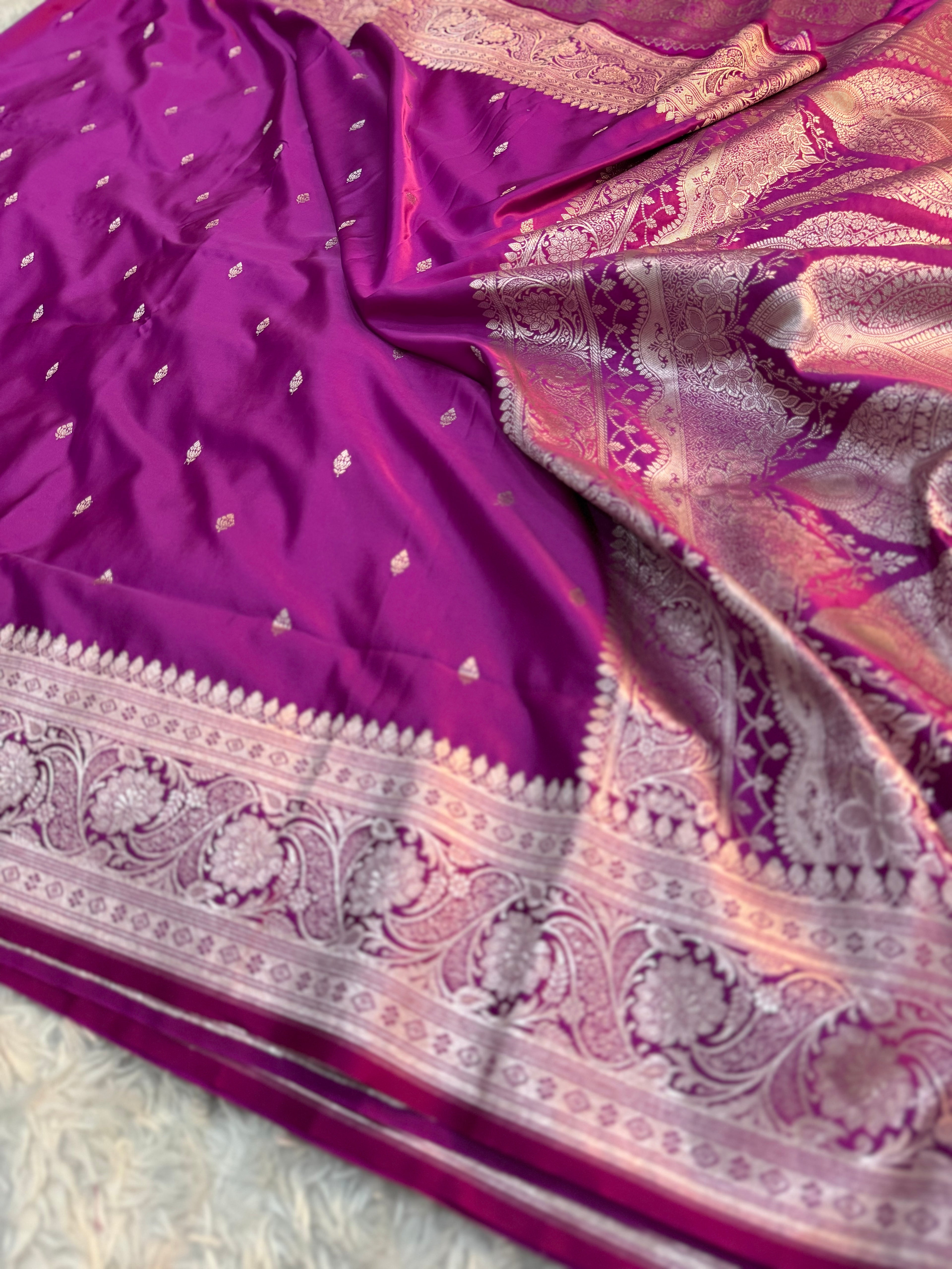 PREMIUM PURPLE SHADE SATIN MASHRU KATAN SILK SAREE