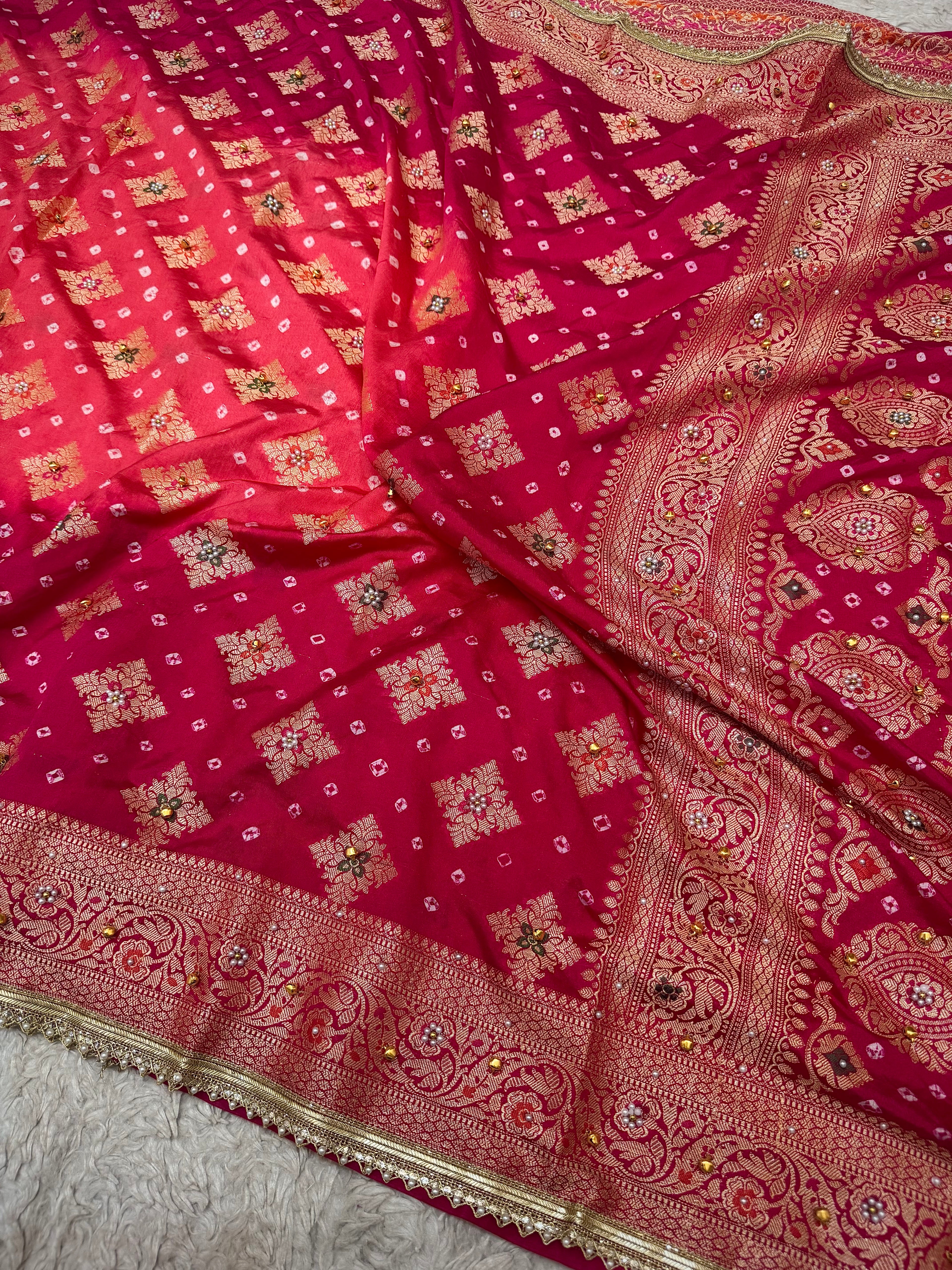 EXCLUSIVE VIRAL GHUNGROO X BANARASI BANDHEJ SAREE