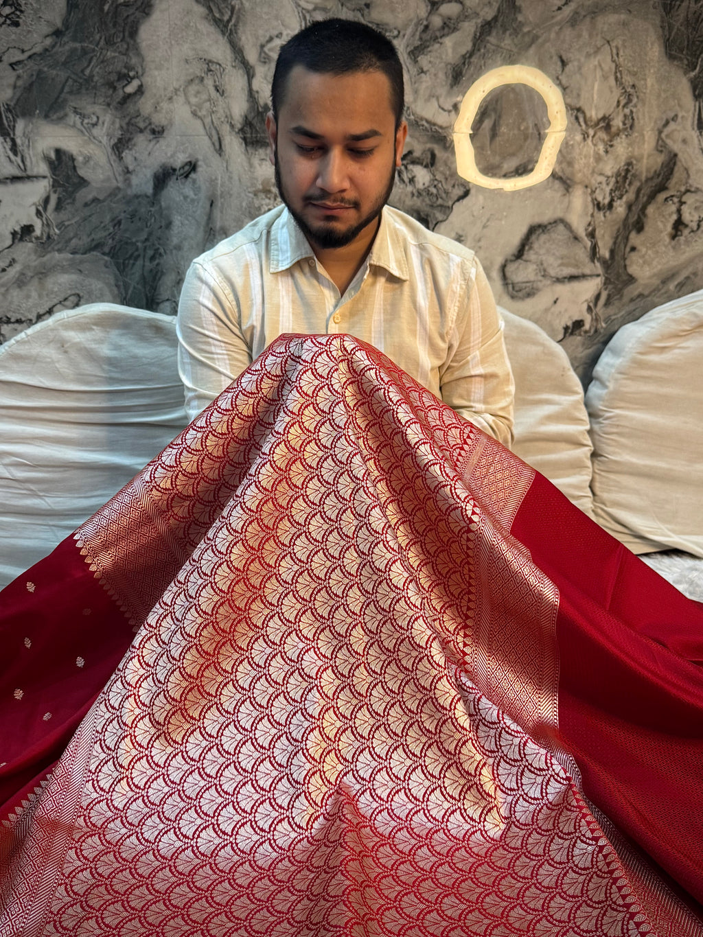 PREMIUM BRIDAL RED SHADE MASHRU KATAN SILK SAREE