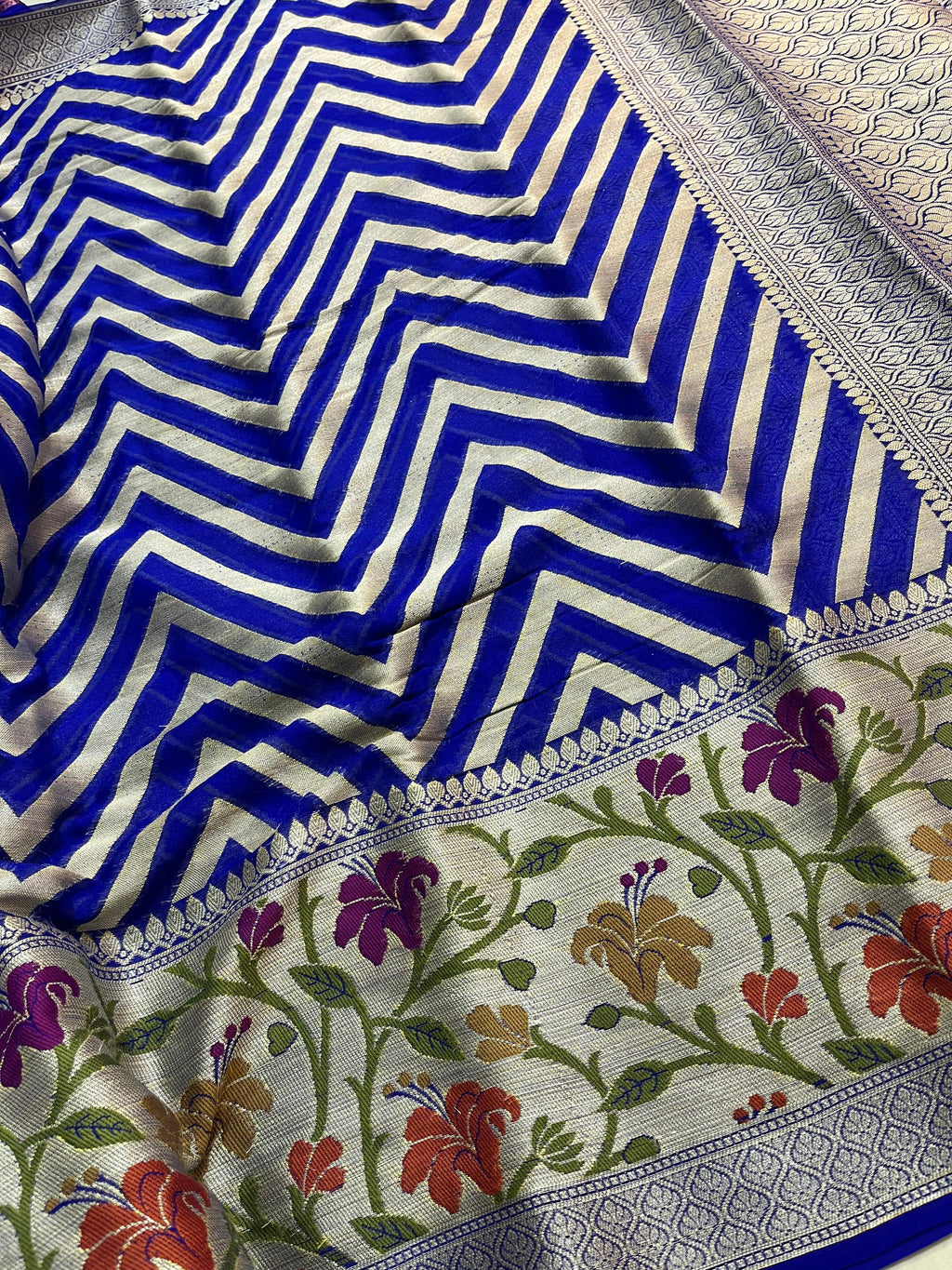 PREMIUM BLUE SHADE PURE KHADDI GEORGETTE SILK SAREE