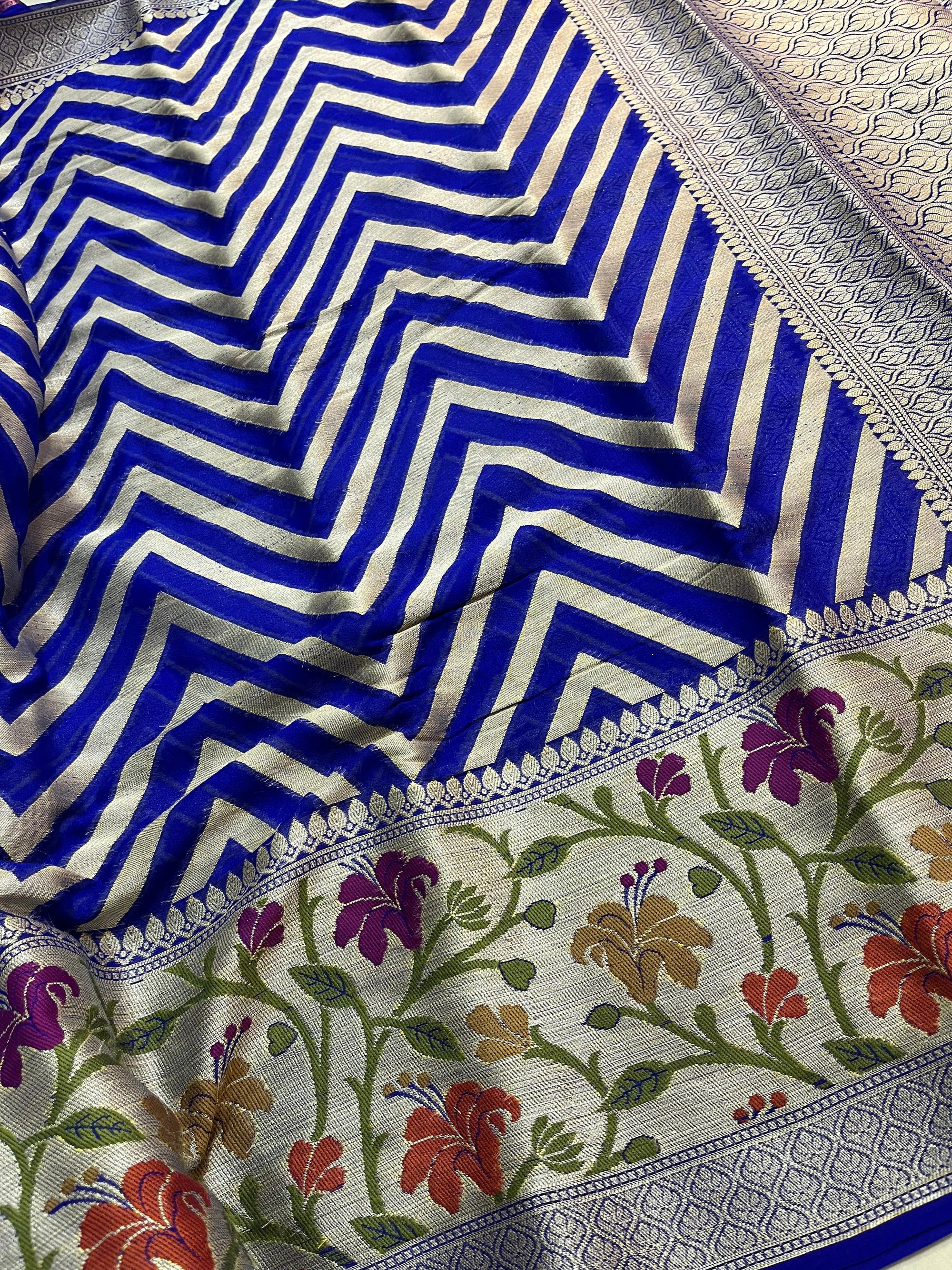PREMIUM BLUE SHADE PURE KHADDI GEORGETTE SILK SAREE