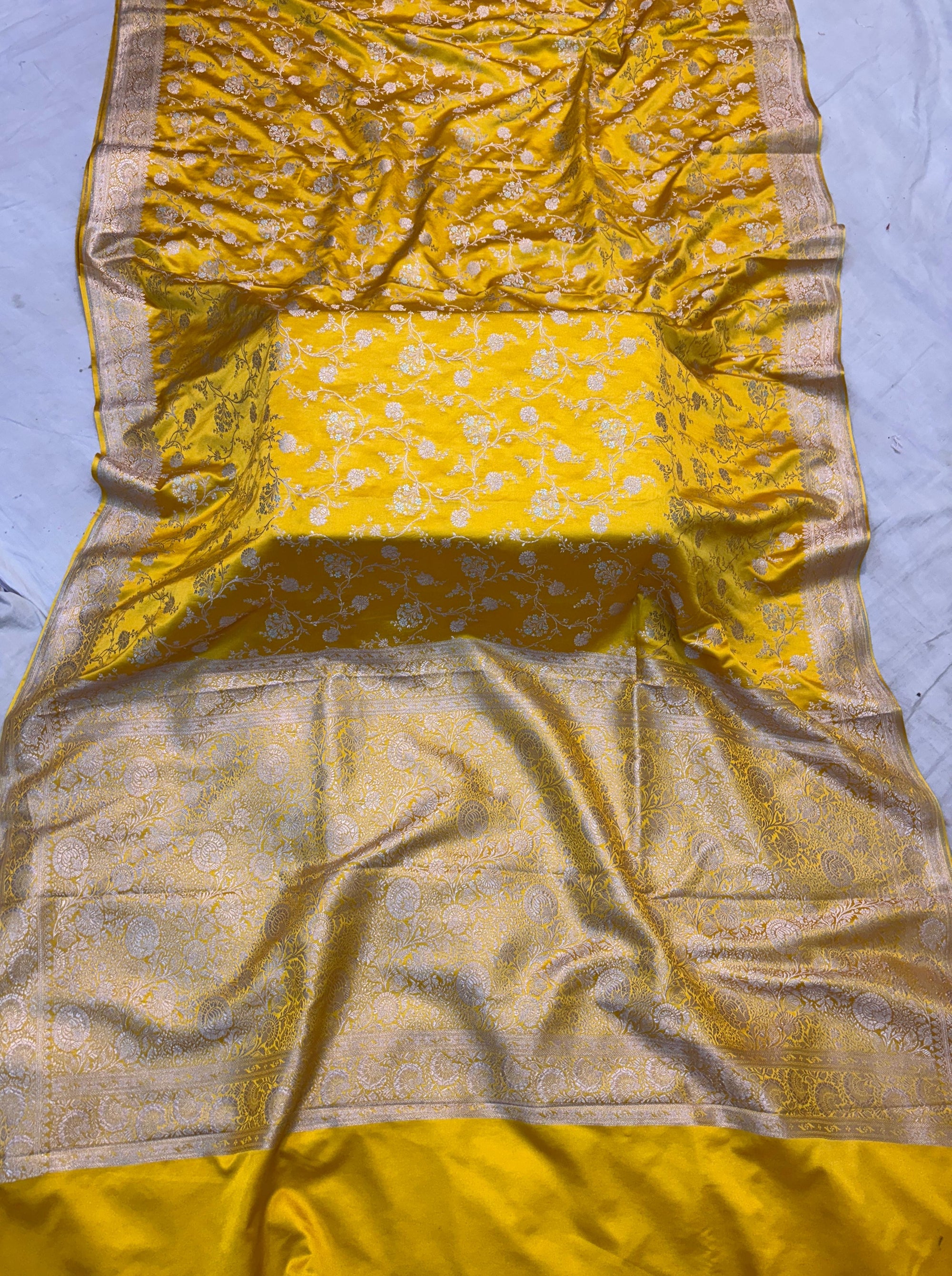 PREMIUM YELLOW SHADE MASHRU KATAN SILK SAREE