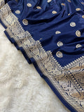 PREMIUM NEVY BLUE SHADE SATIN MASHRU KATAN SILK SAREE