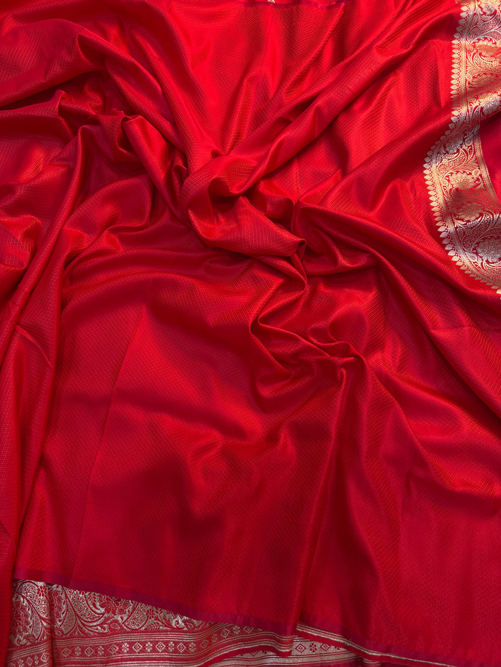 PREMIUM BRIDAL RED SHADE SATIN MASHRU KATAN SILK SAREE