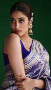 JANHVI KAPOOR INSPIRED ROYAL BLUE SEMI KATAN SILK SAREE