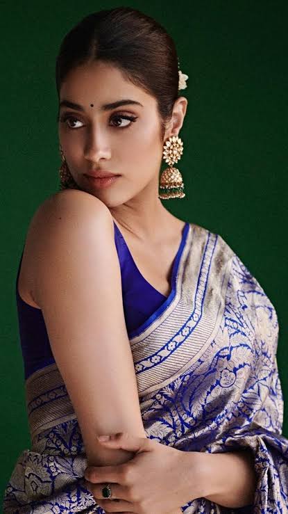 JANHVI KAPOOR INSPIRED ROYAL BLUE SEMI KATAN SILK SAREE