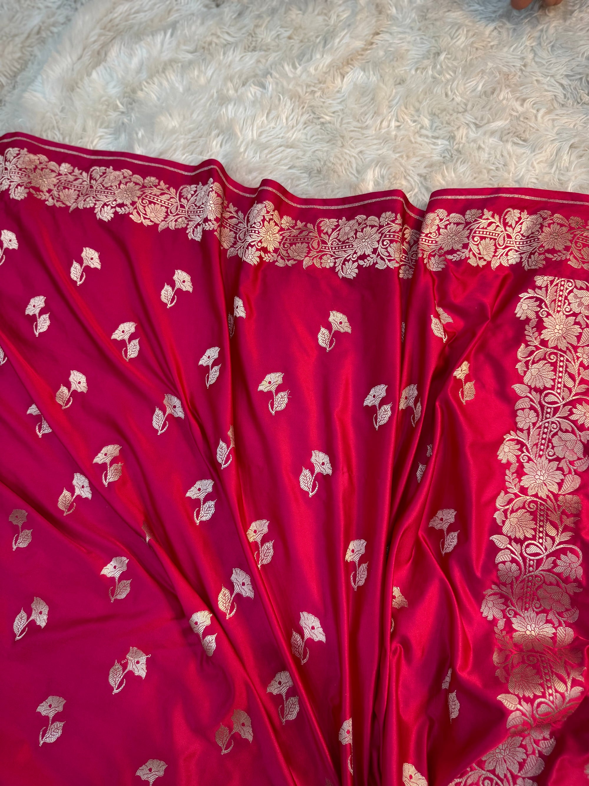 PREMIUM RANI SHADE SATIN MASHRU KATAN SILK SAREE