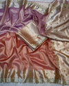 PREMIUM LAVENDER & PEACH SOFT BANARASI TISSUE SILK GHUNGROO WORK SAREE