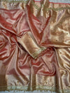 PREMIUM PEACH SHADE GHUNGROO WORK SOFT BANARASI TISSUE SILK DESIGNER SAREE