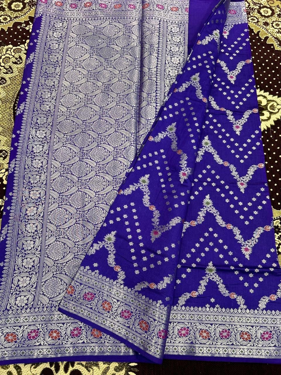PREMIUM ROYAL BLUE SHADE PURE CHINIYA SILK SAREE