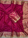 PREMIUM RANI SHADE SOFT BANARASI TISSUE SILK GHUNGROO WORK WITH MIRROR WORK DESIGNER SAREE