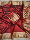 PREMIUM MAROON SHADE GHUNGROO WORK SOFT BANARASI TISSUE SILK DESIGNER SAREE