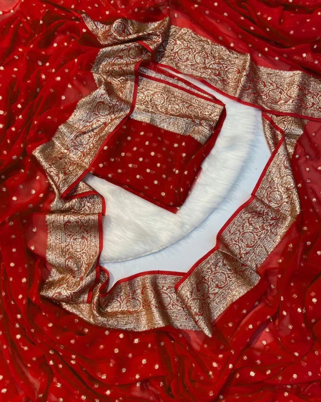 PREMIUM RED SHADE PURE VISCOE SILK SAREE WITH ZARI BOOTI WEAVE ALL OVER THE BODY
