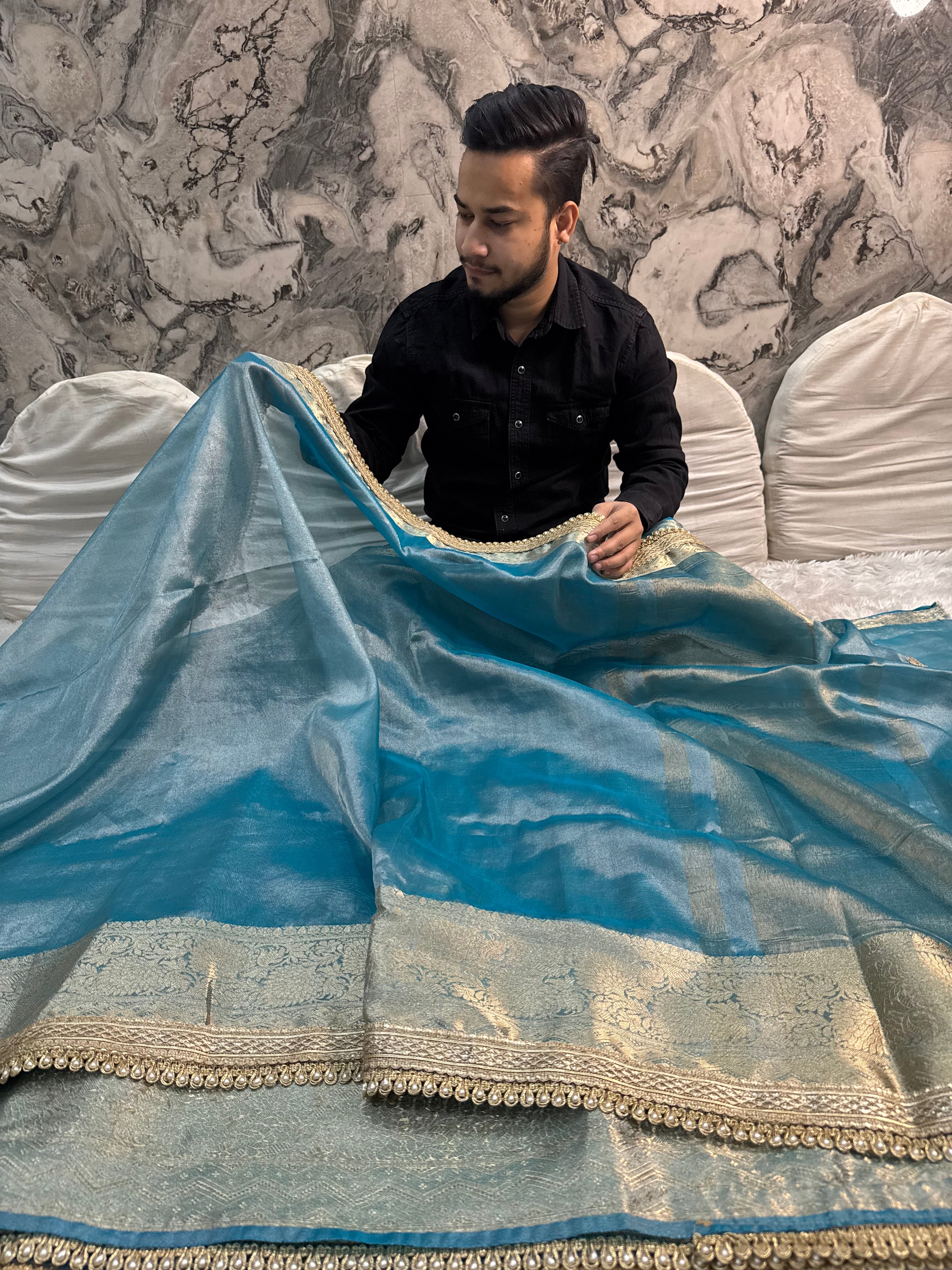 JANHVI KAPOOR INSPIRED DESIGNER TISSUE SILK SAREE