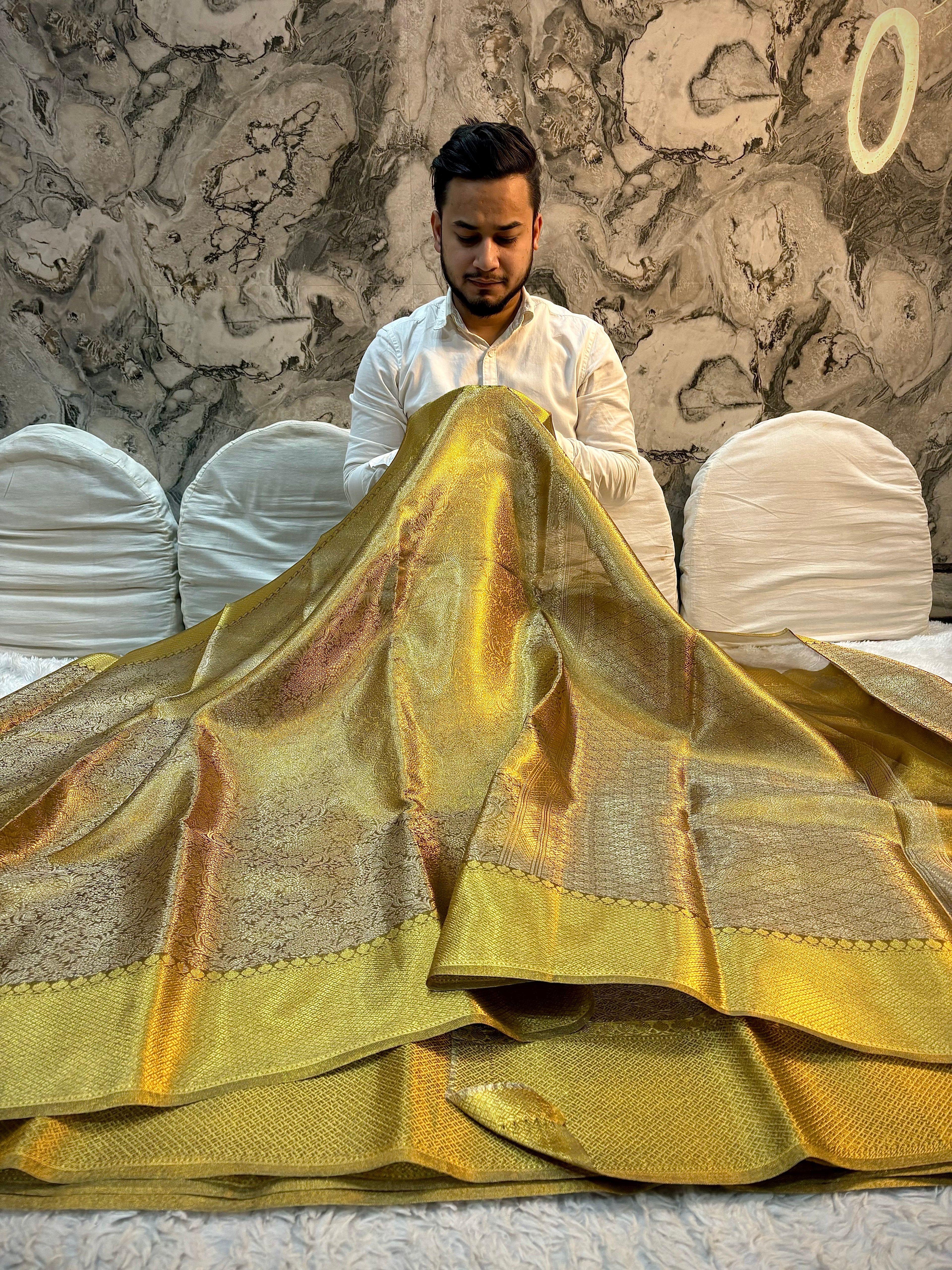 PREMIUM COPPER SHADE KANJIVERAM SOFT TISSUE SILK SAREE