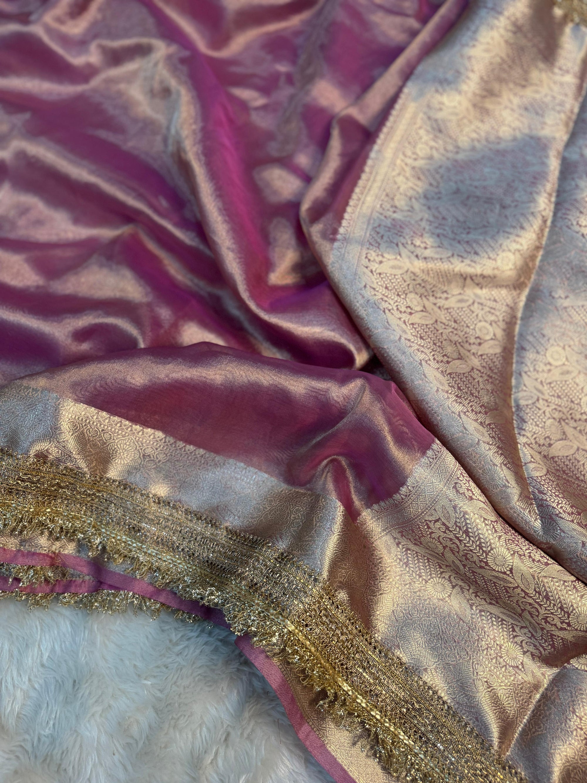 JANHVI KAPOOR INSPIRED BABY PINK DESIGNER TISSUE SILK SAREE