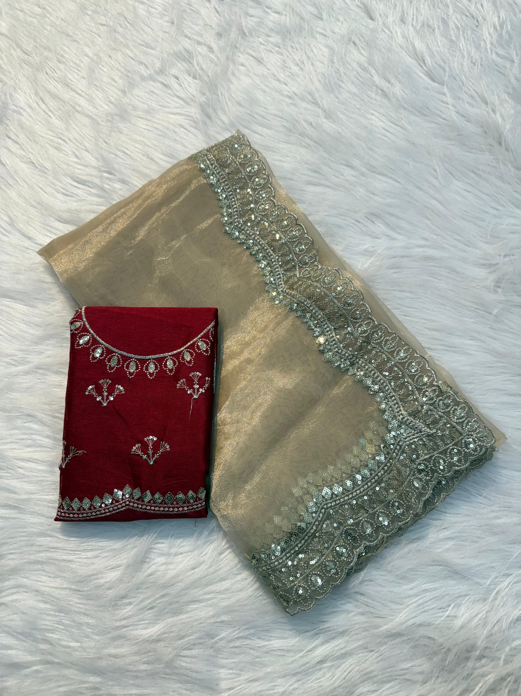 CLASSY BEIGE SHADE PREMIUM ORGANZA SILK SAREE