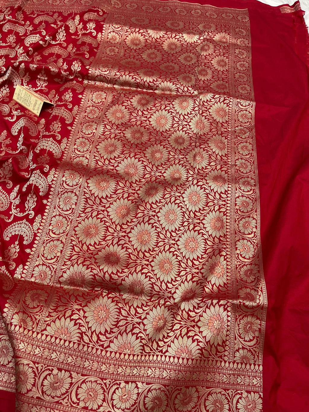 BRIDAL RED SHADE PURE KATAN SILK SAREE