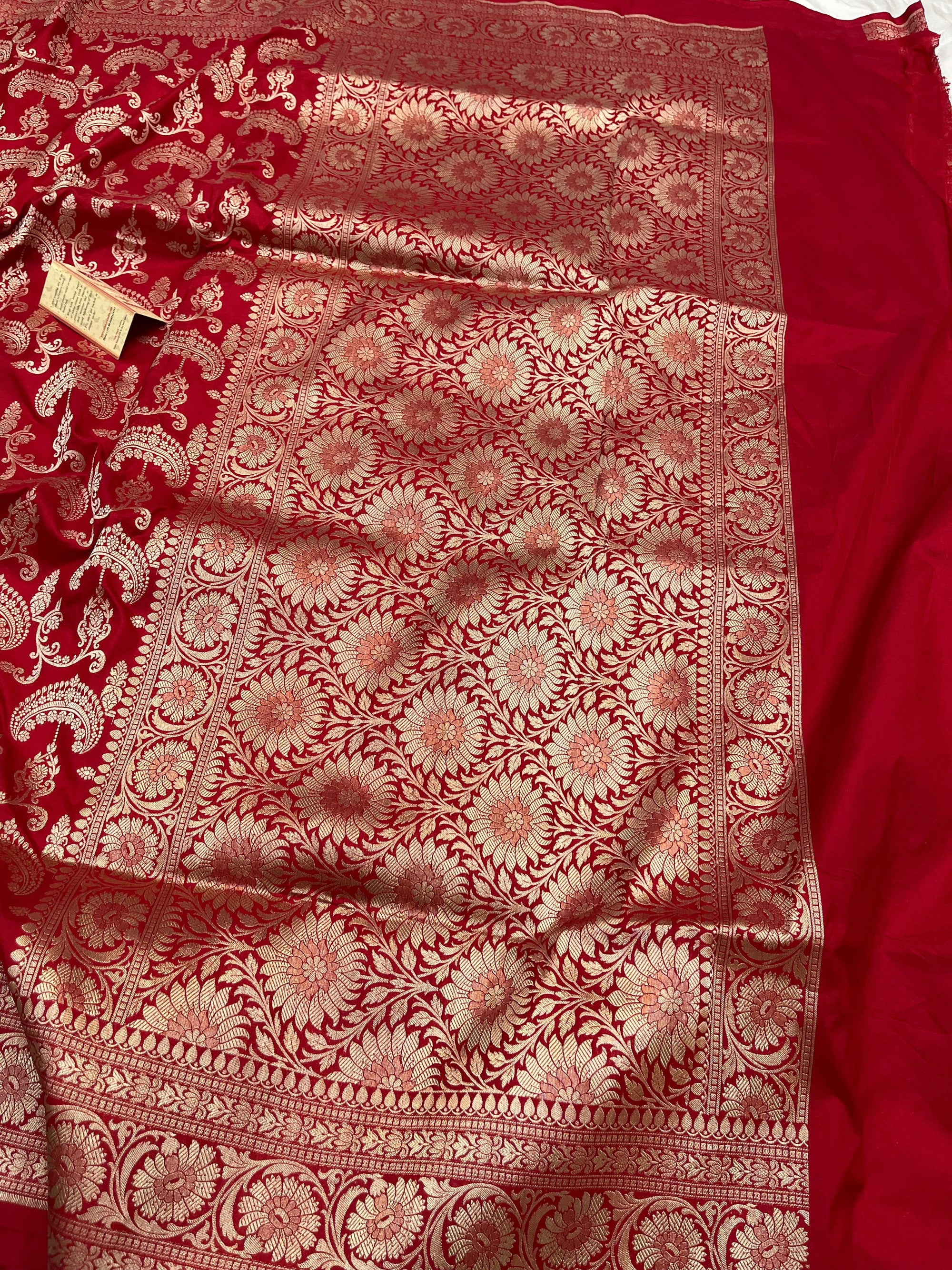 BRIDAL RED SHADE PURE KATAN SILK SAREE