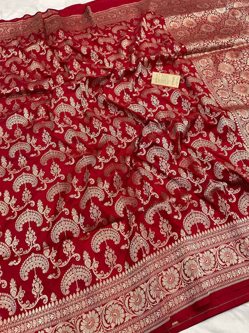 BRIDAL RED SHADE PURE KATAN SILK SAREE