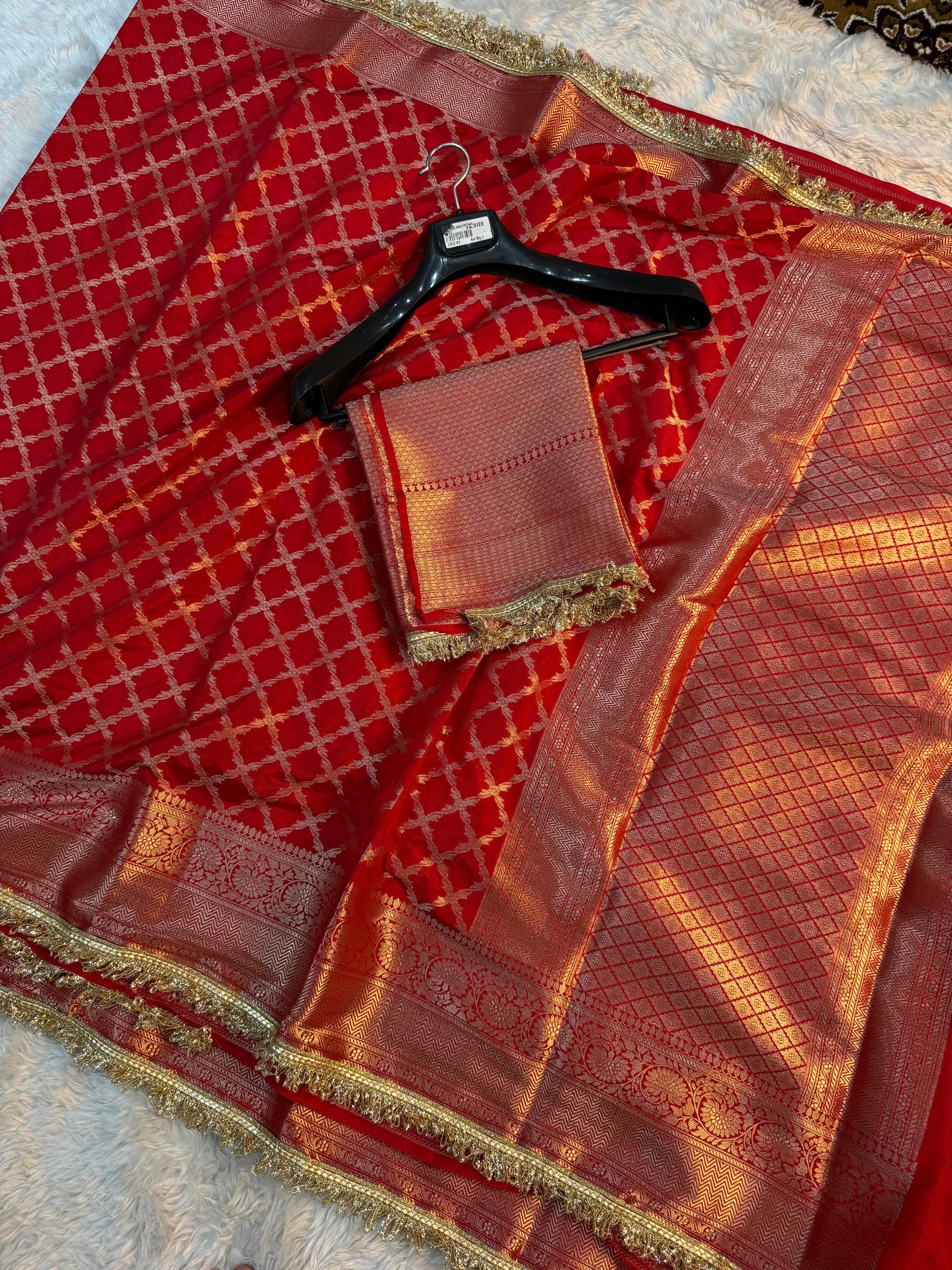 LUXURIOUS RED SHADE GEORGETTE KATAN SILK SAREE