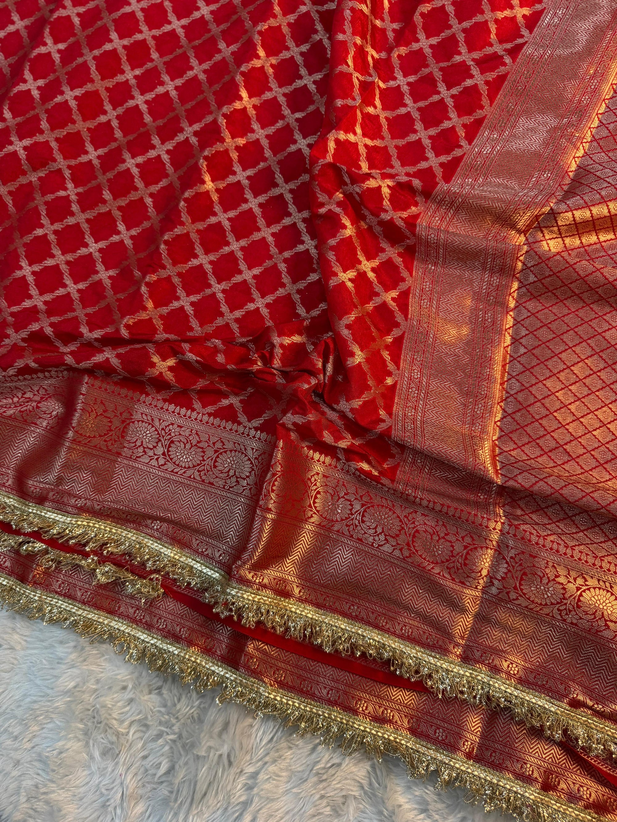 LUXURIOUS RED SHADE GEORGETTE KATAN SILK SAREE