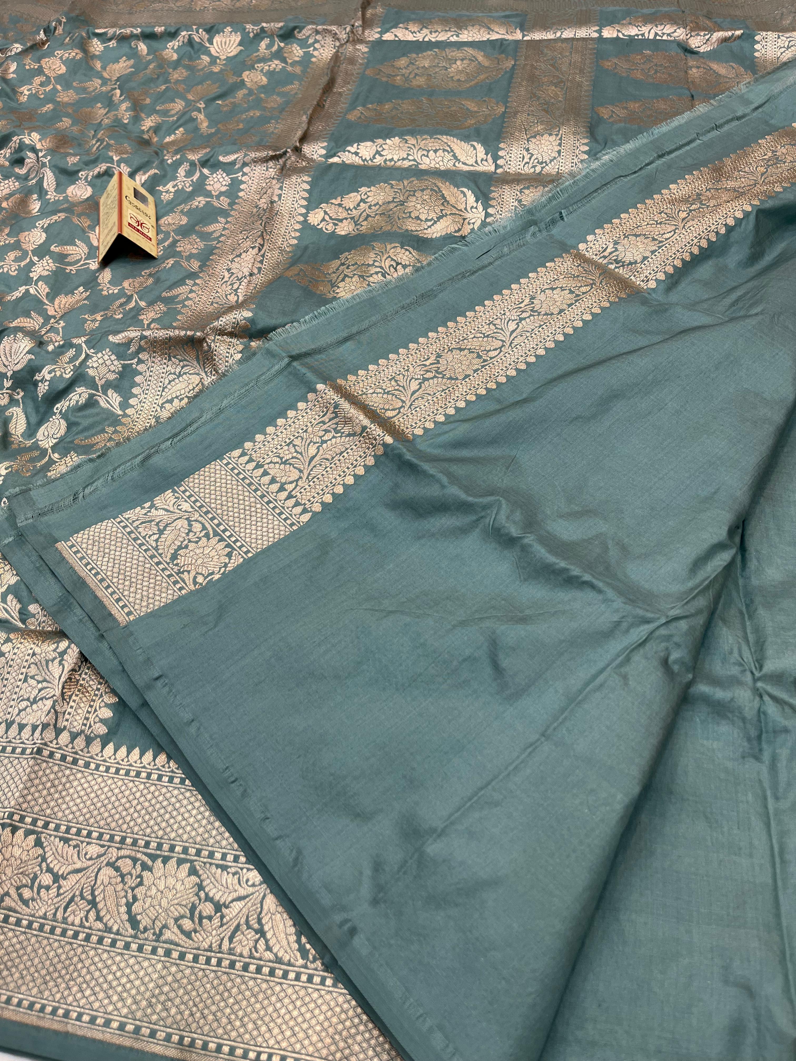 CLASSY GREY SHADE PURE KATAN SILK SAREE