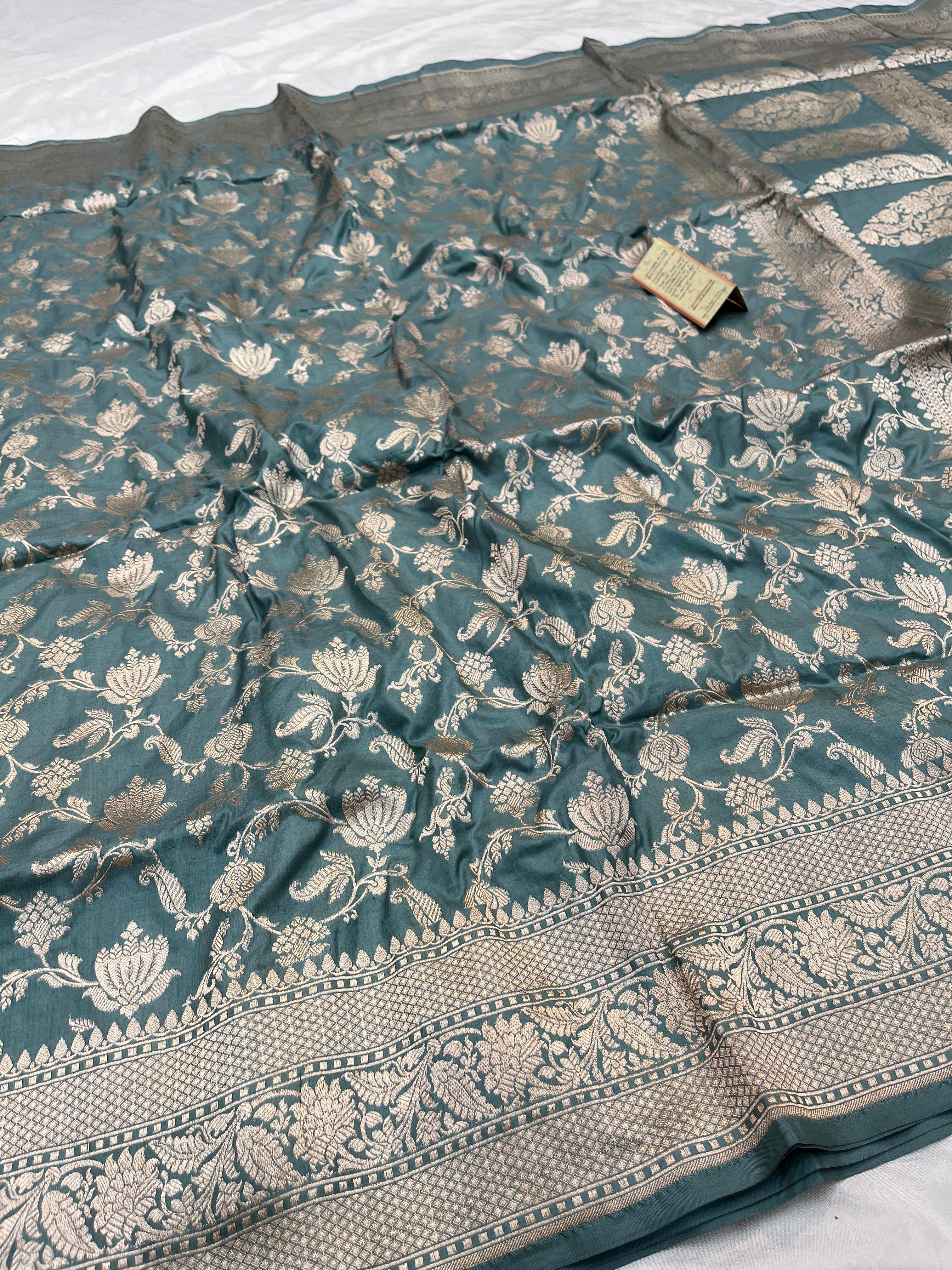 CLASSY GREY SHADE PURE KATAN SILK SAREE